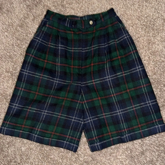Tartan plaid 100% wool vintage culotte long short - Picture 1 of 2